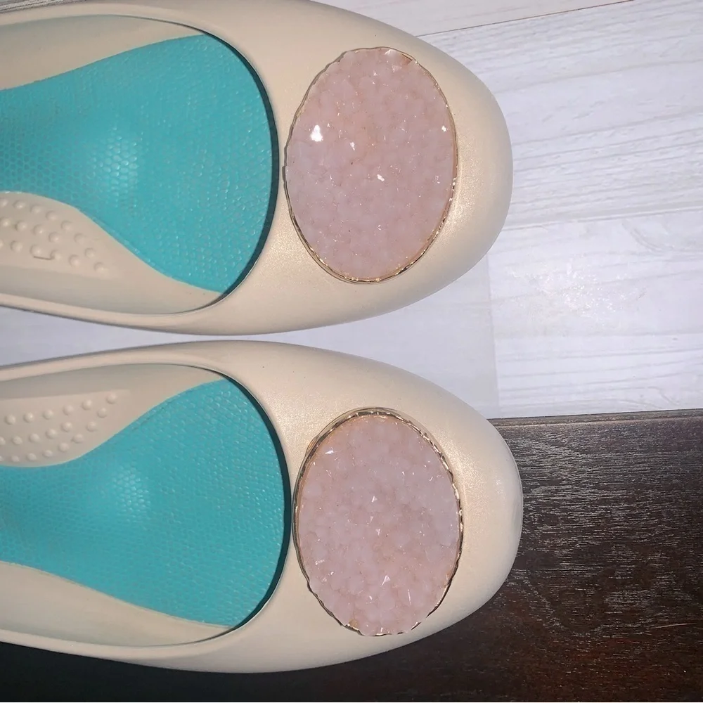 OKA B Tan Crystal Jelly Flats Size 9